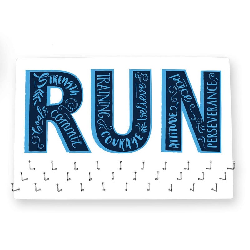 Gone For a Run Hooked On Medals | Medal Hanger and Display Inspirational Runner | White - Image 2